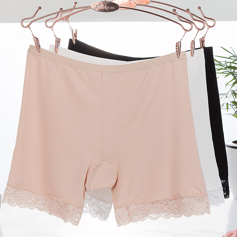 天猫货源 透气带蕾丝花边安全裤 防走光竹纤维三分打底裤