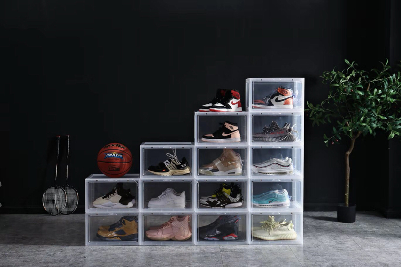 Boya pavilion brand side door open shoe cabinet plastic storage box magnetic basketball shoe box high-top sports collection thickened