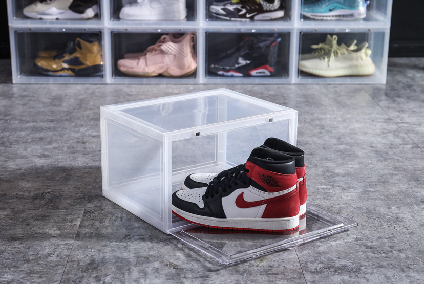 Boya pavilion brand side door open shoe cabinet plastic storage box magnetic basketball shoe box high-top sports collection thickened