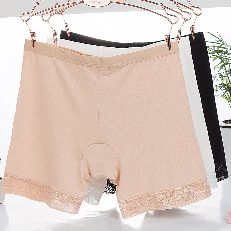 厂家直销 防走光女竹纤维安全裤不卷边 蕾丝花边三分打底裤批发