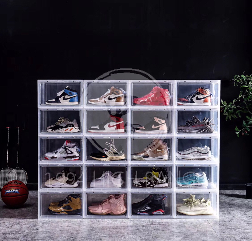 Boya pavilion brand side door open shoe cabinet plastic storage box magnetic basketball shoe box high-top sports collection thickened