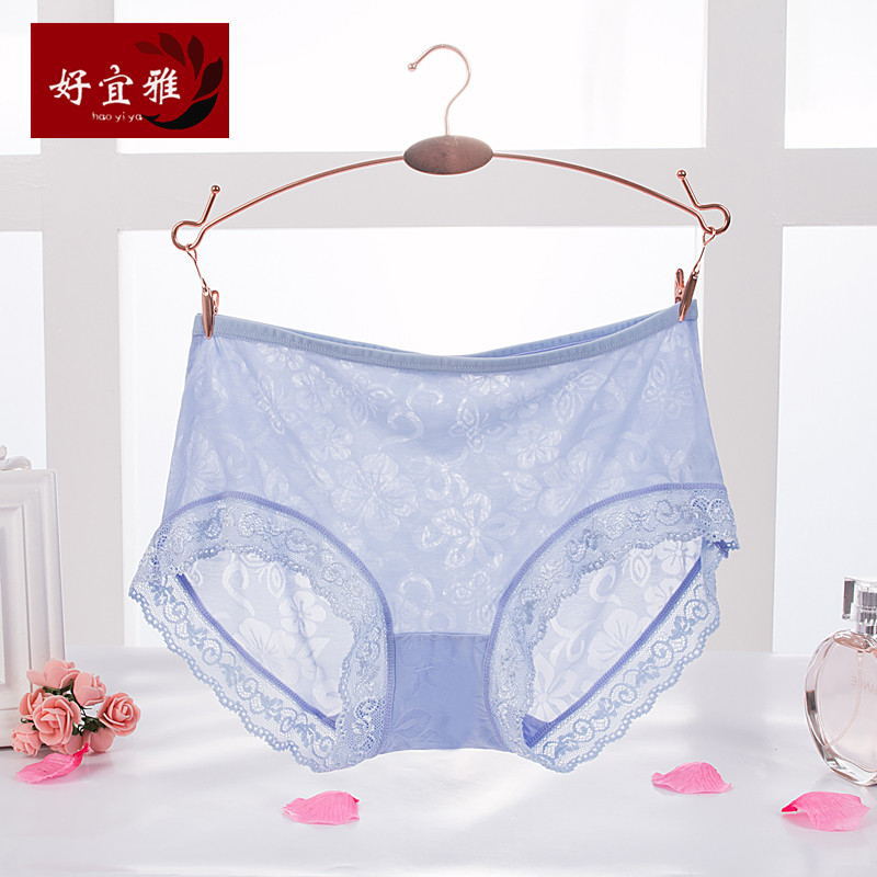 厂家直销中腰蕾丝边冰丝女士性感三角裤 透明女士情趣内裤