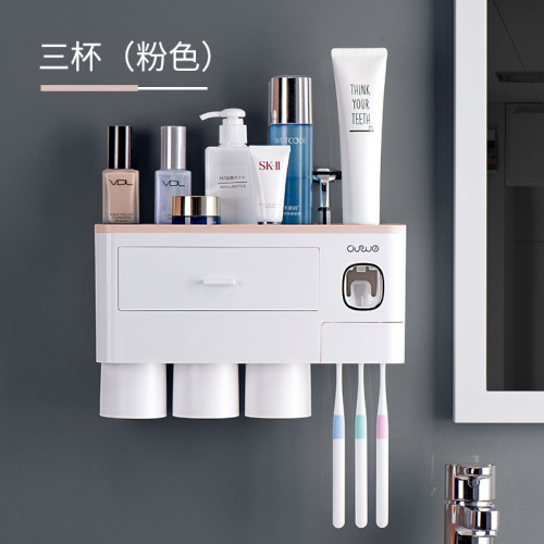 Toothbrush Rack Toothbrush Cup Mouthwash Cup Wall-Mounted Toilet Free perforated Wall-Mounted Toothpaste Tooth Cup Set