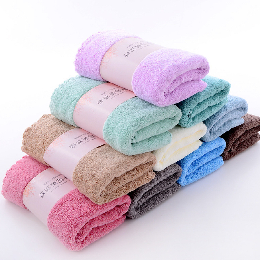 Coral plush towel polyester polyamide quick drying absorbent hair towel gift wrap 35 * 75