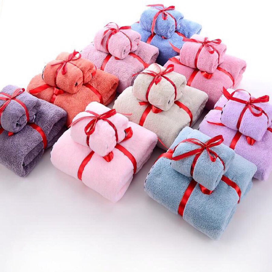 Coral towel bath towel polyester brocade super absorbent lace hair towel gift wrap 70*140