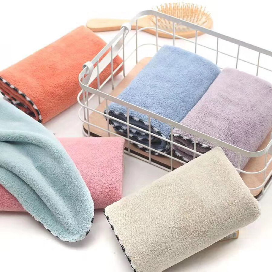 Coral velvet towel polyester brocade super absorbent lace hair towel bear towel gift 35*75