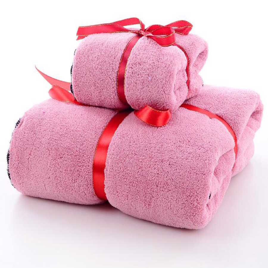 Coral towel bath towel polyester brocade super absorbent lace hair towel gift wrap 70*140