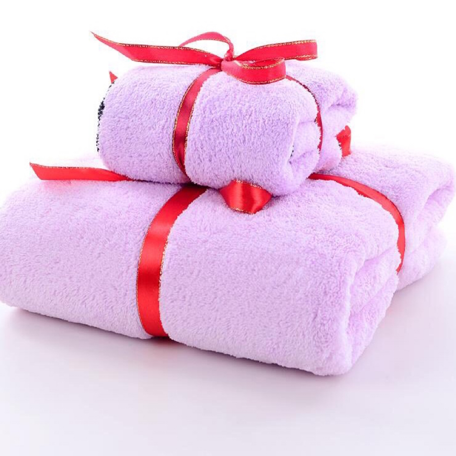 Coral towel bath towel polyester brocade super absorbent lace hair towel gift wrap 70*140