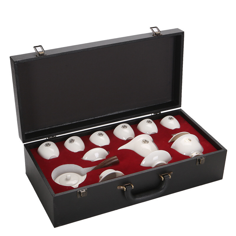 羊脂玉瓷茶具套装礼盒套装包邮