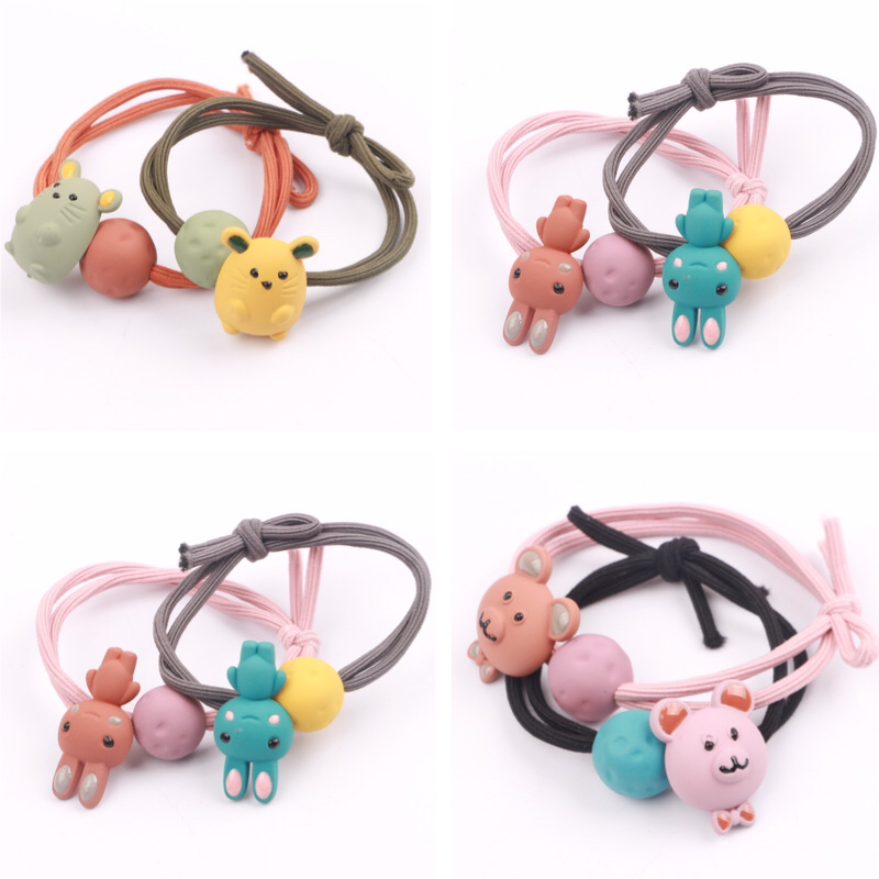 New hair band with cartoon rabbit ears band with rubber band hair ponytail hair accessories baby web celebrity tiara
