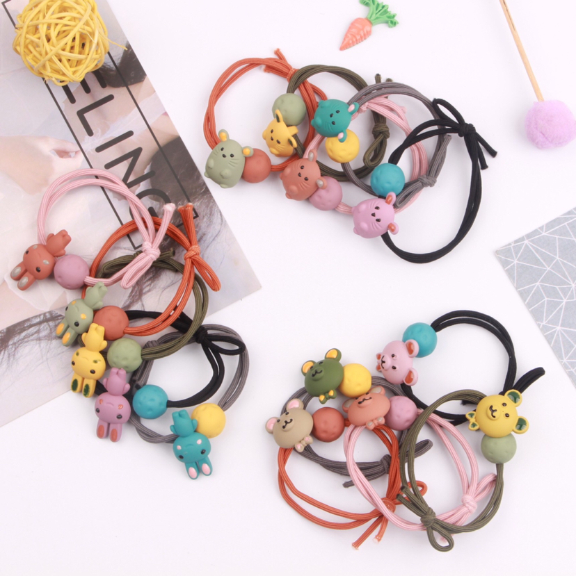 New hair band with cartoon rabbit ears band with rubber band hair ponytail hair accessories baby web celebrity tiara