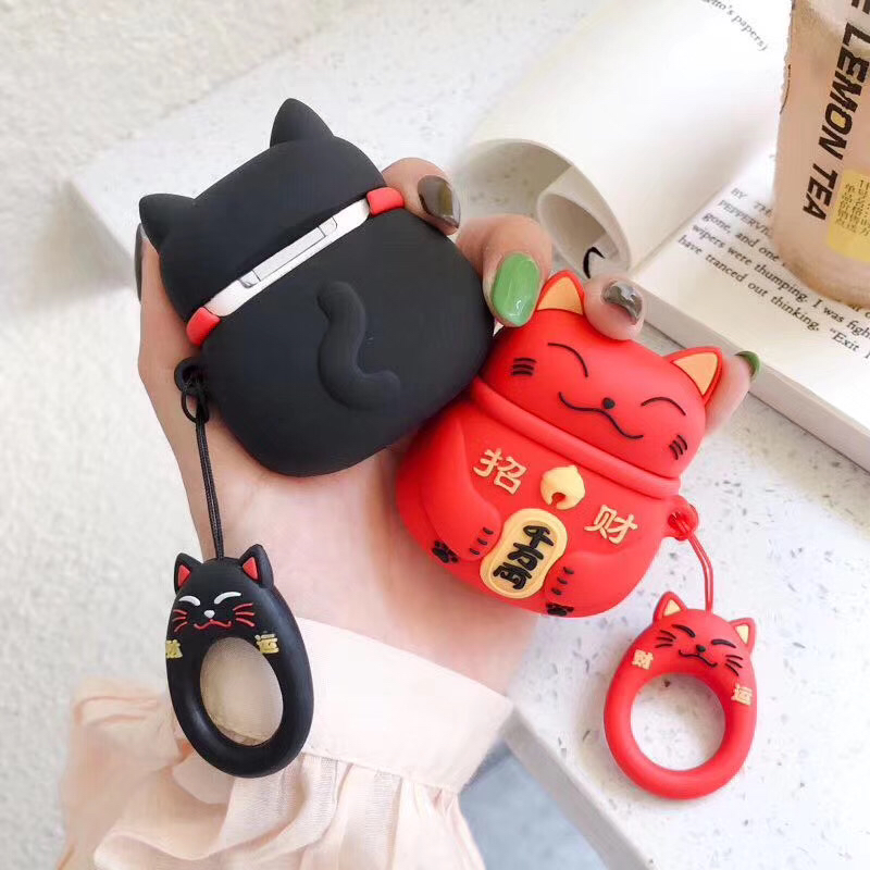 Hot style cute lucky cat get rich cute cat headphone cover, good quality, with the same ring
