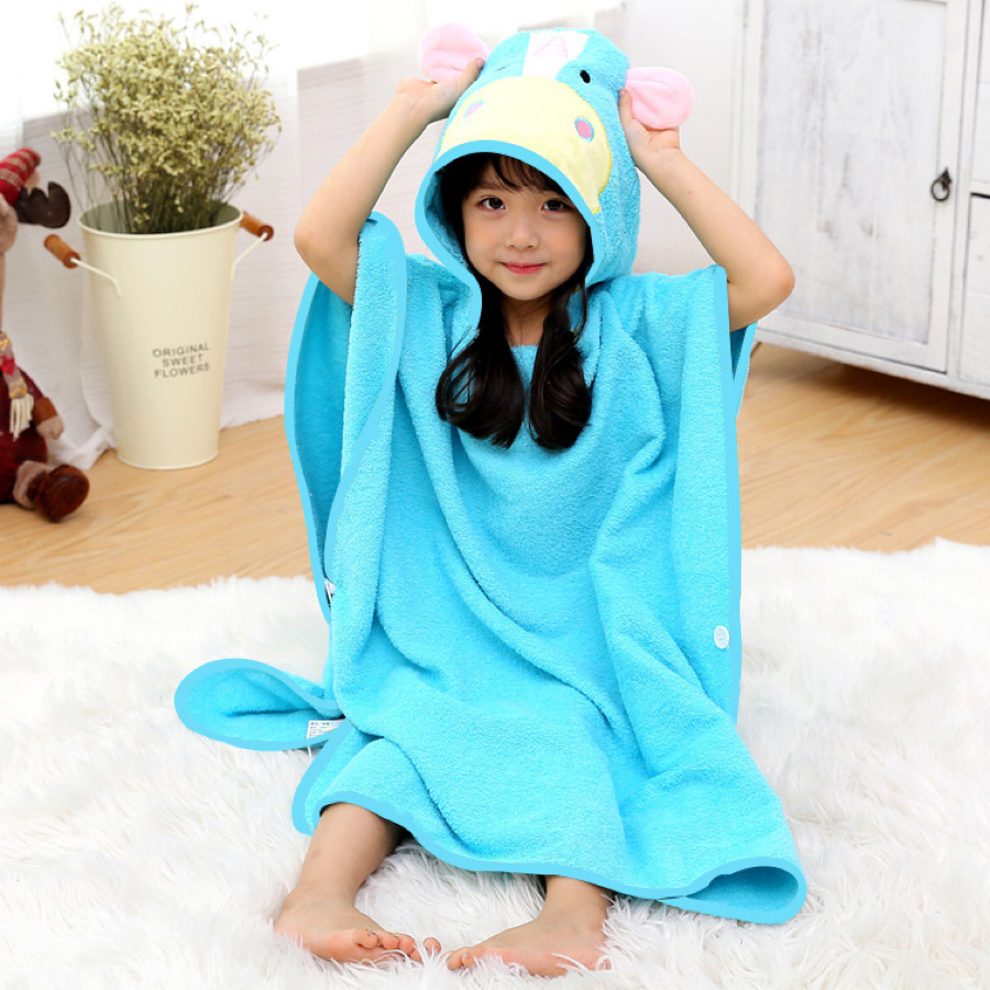 Children's bath wear cotton bath towel cartoon animal cape cape sea windproof changing cover 60*120 spot