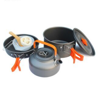 sled dog factory direct sales outdoor camping cooking 2-3 people pot set ultra-light aluminum alloy easy to carry