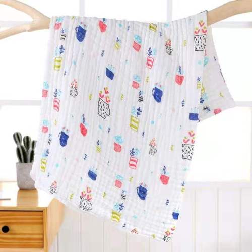 Children‘s Bath Towel Six-Layer Gauze Birth Baby Blanket Wrap Towel Baby Quilt 6-Layer Washed Cartoon Printed Children Towel 