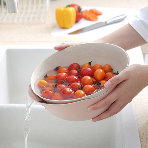 plastic double-layer draining basket vegetable washing basin kitchen vegetable washing basket living room fruit plate home creative fruit basin