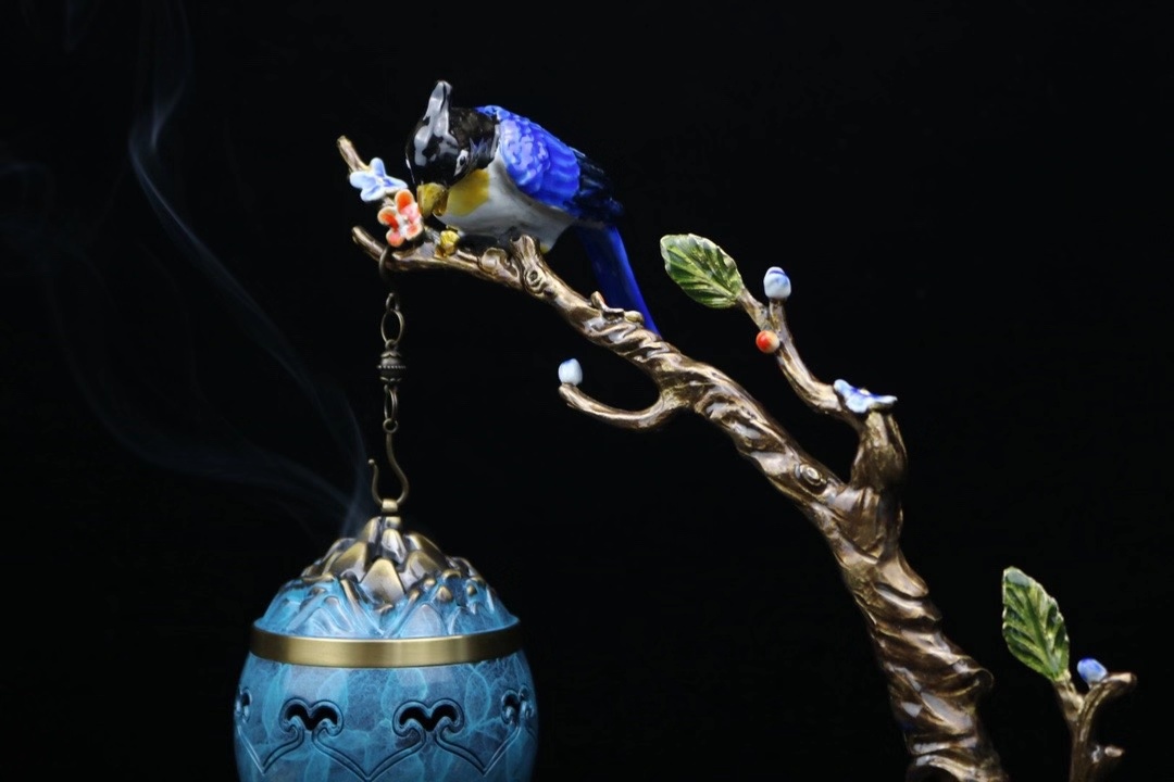 芸亭工艺喜上眉梢音乐机铜炉 家用室内 茶道禅意 送礼礼盒