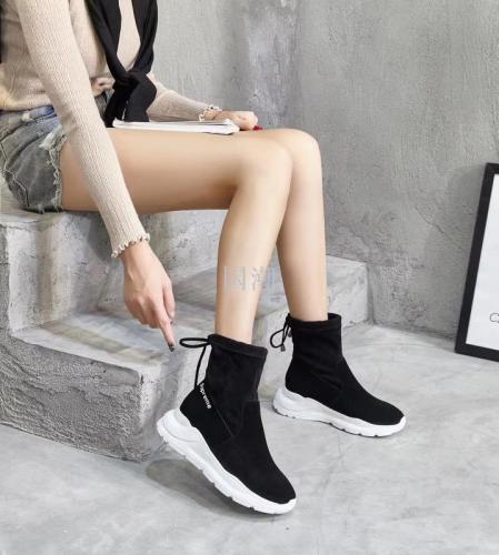 Height Increasing Insole Sock Shoes Women‘s Shoes New Autumn Thick Bottom Online Influencer Tide Shoes All-Match Stretch High Top Sneakers