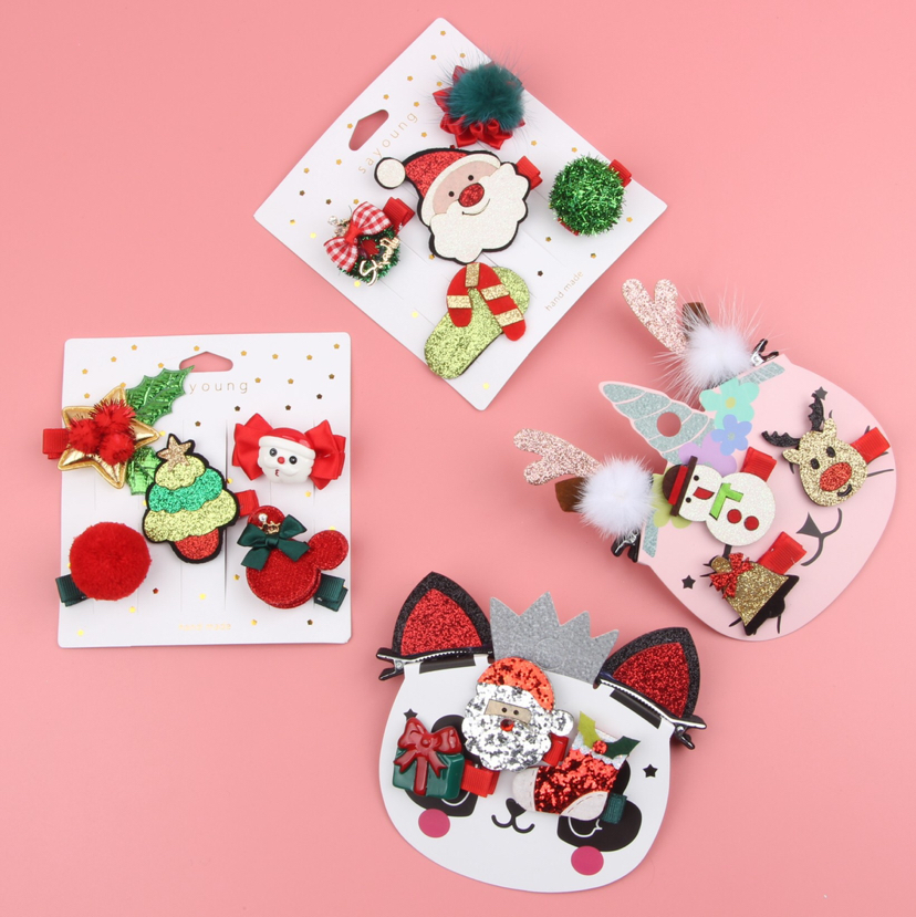 2019 new Christmas hairpin set web celebrity with the same plush of autumn and winter hair card express baby cloth bb
