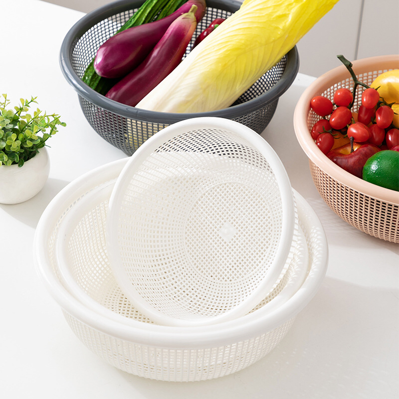 Circular hollow washing basket vegetable tartar sieve set kitchen fruit storage basket tartar basket washing basin