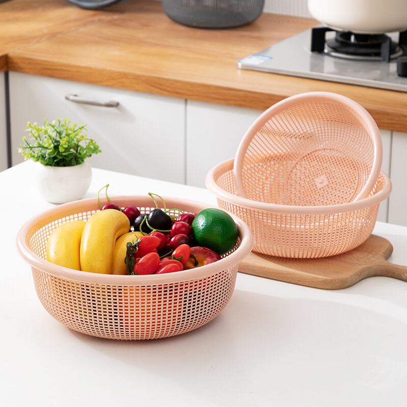 Circular hollow washing basket vegetable tartar sieve set kitchen fruit storage basket tartar basket washing basin