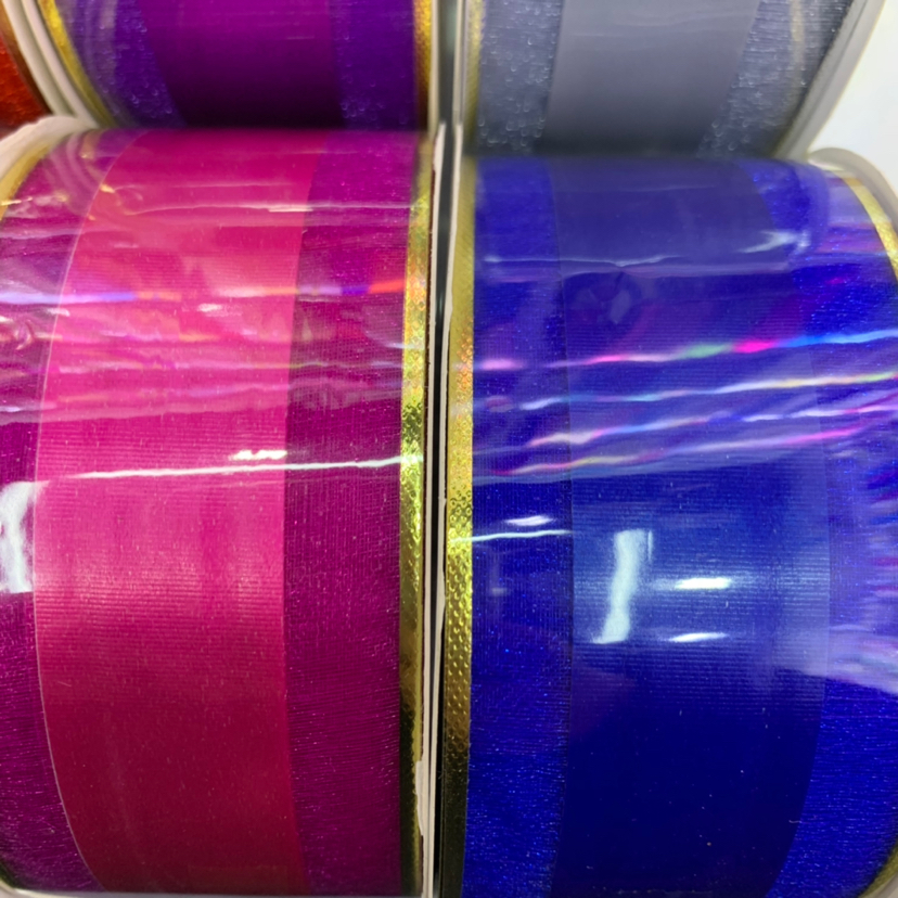 Wide ribbon decorative yarn with mesh with gift packaging materials with hand woven process