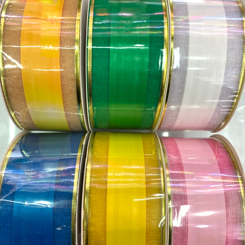 Wide ribbon decorative yarn with mesh with gift packaging materials with hand woven process