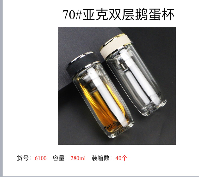 双层高硼硅玻璃杯鹅蛋杯