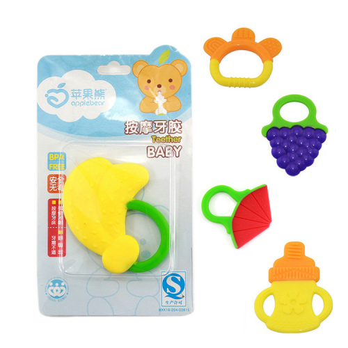 Apple Bear Baby Full Silicone Fruit Teether Toys Banana Strawberry Munchkin Soothing Chews Teether Baby Teething Toy