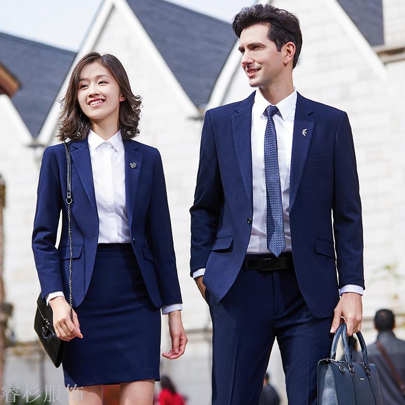 睿杉男女西装同款套装职业装黑色西装套装女英伦风正装经理工作服