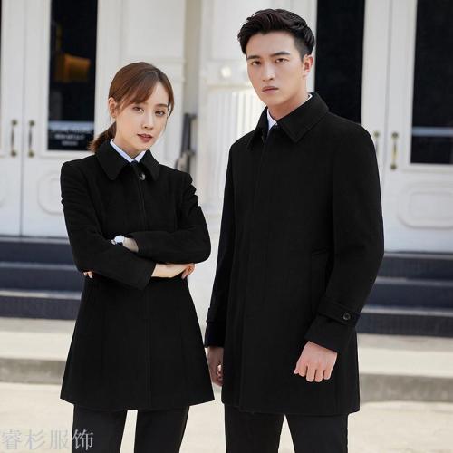 rui shan high-end wool coat men‘s and women‘s autumn and winter same warm mid-length professional coat workwear hotel work clothes