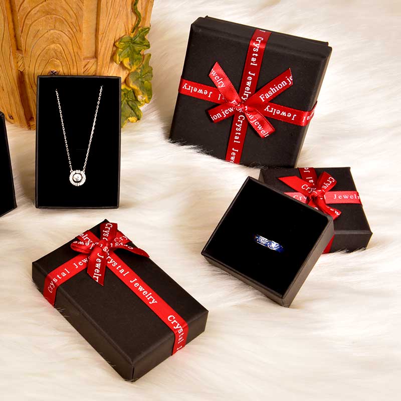 hot sale creative black box red bow jewelry jewel case and