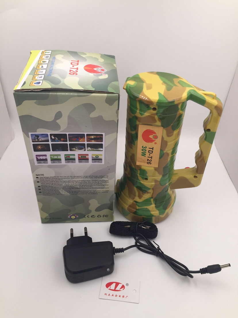 Rechargeable hand lamp camouflage 30 w high power flashlight is suing lighting large flashlight