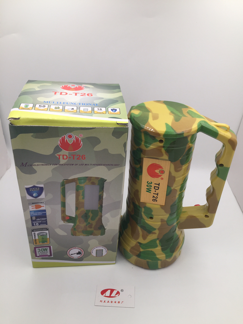 Rechargeable hand lamp camouflage 30 w high power flashlight is suing lighting large flashlight