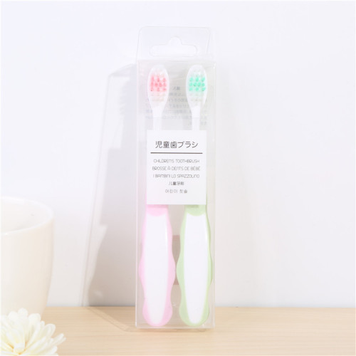 japanese simple children baby children‘s toothbrush ultra-fine soft brush head thick handle 2 pack