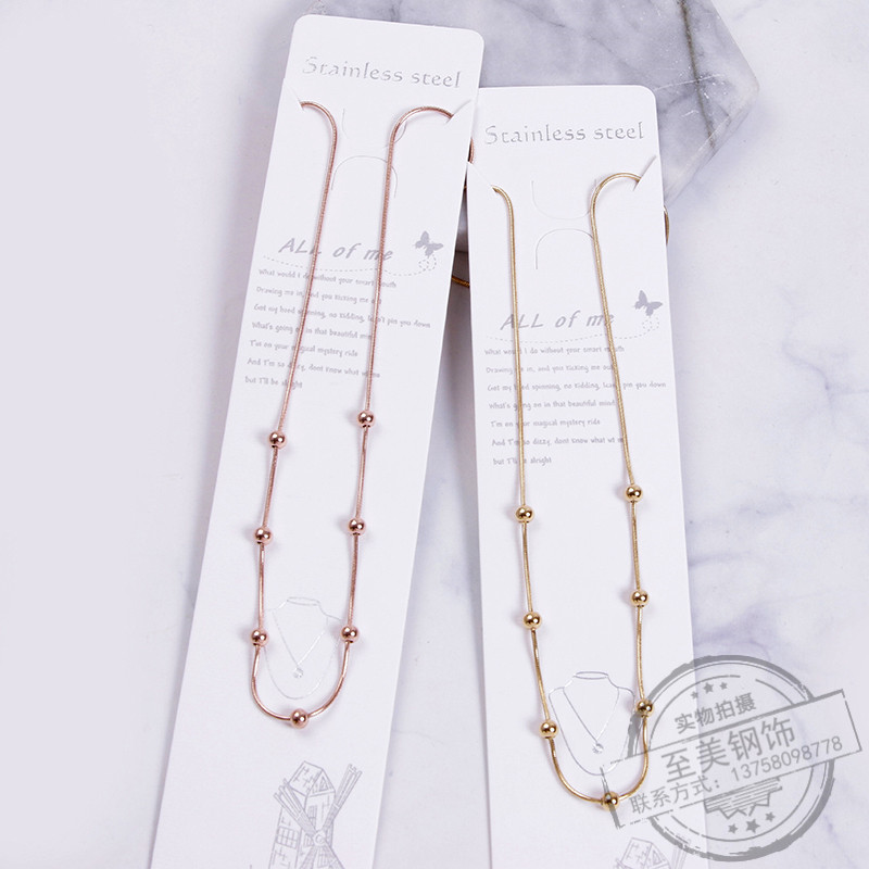 不掉色钛钢玫瑰金商务项链女蛇骨链圆球韩版简约锁骨链项链