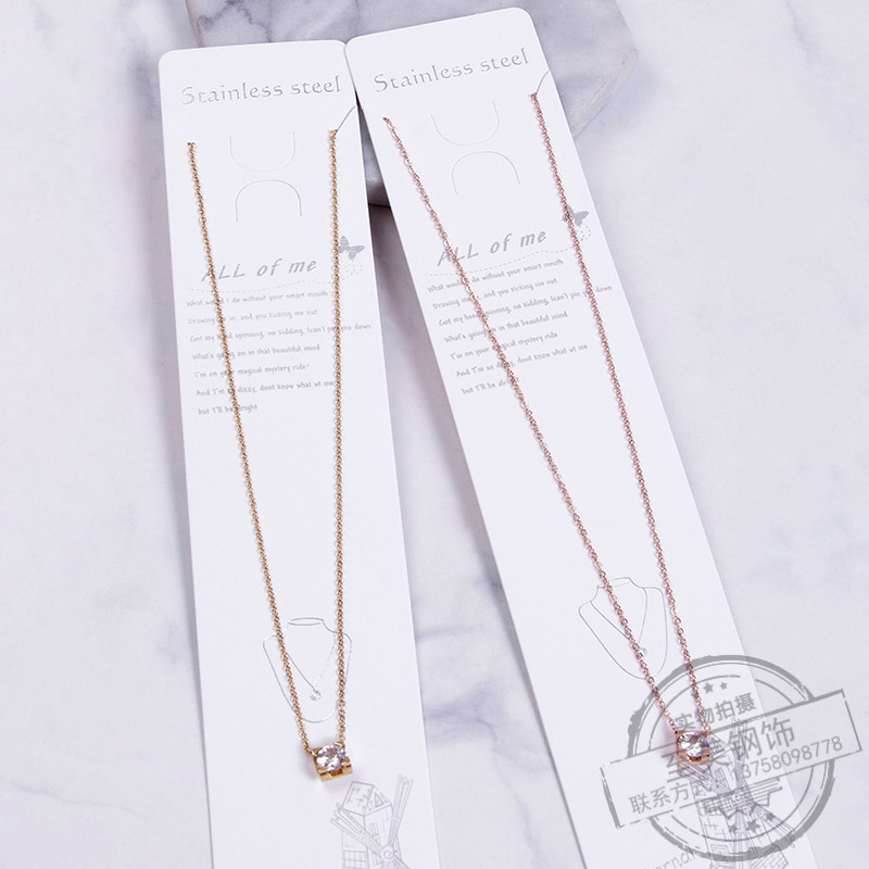 四爪单钻裸钻玫瑰金项链锁骨链钛钢项链不掉色简约学生森系