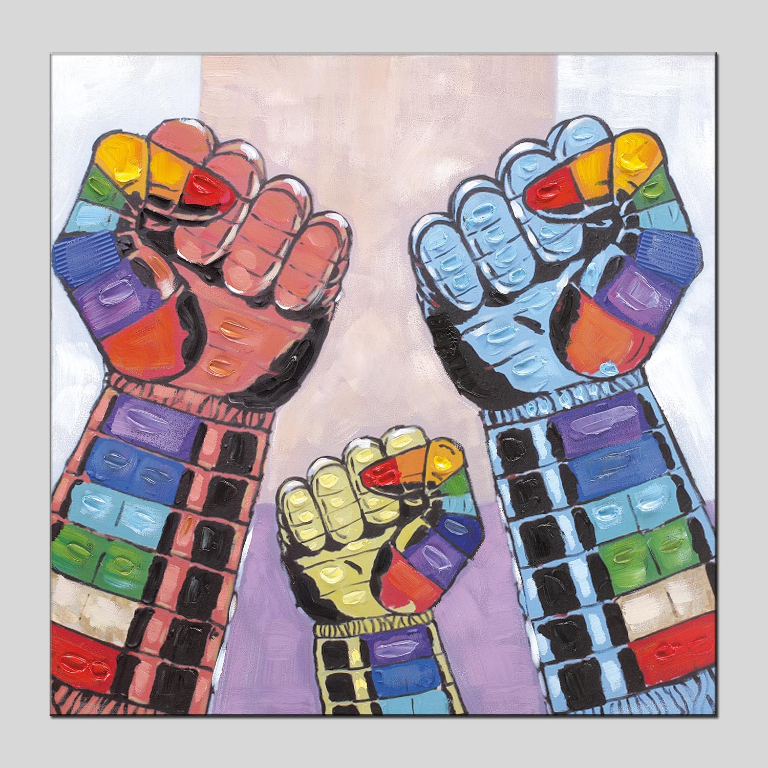 客厅装饰画半手绘油画 欧美风格加油打气 餐厅玄关过道挂画无框画