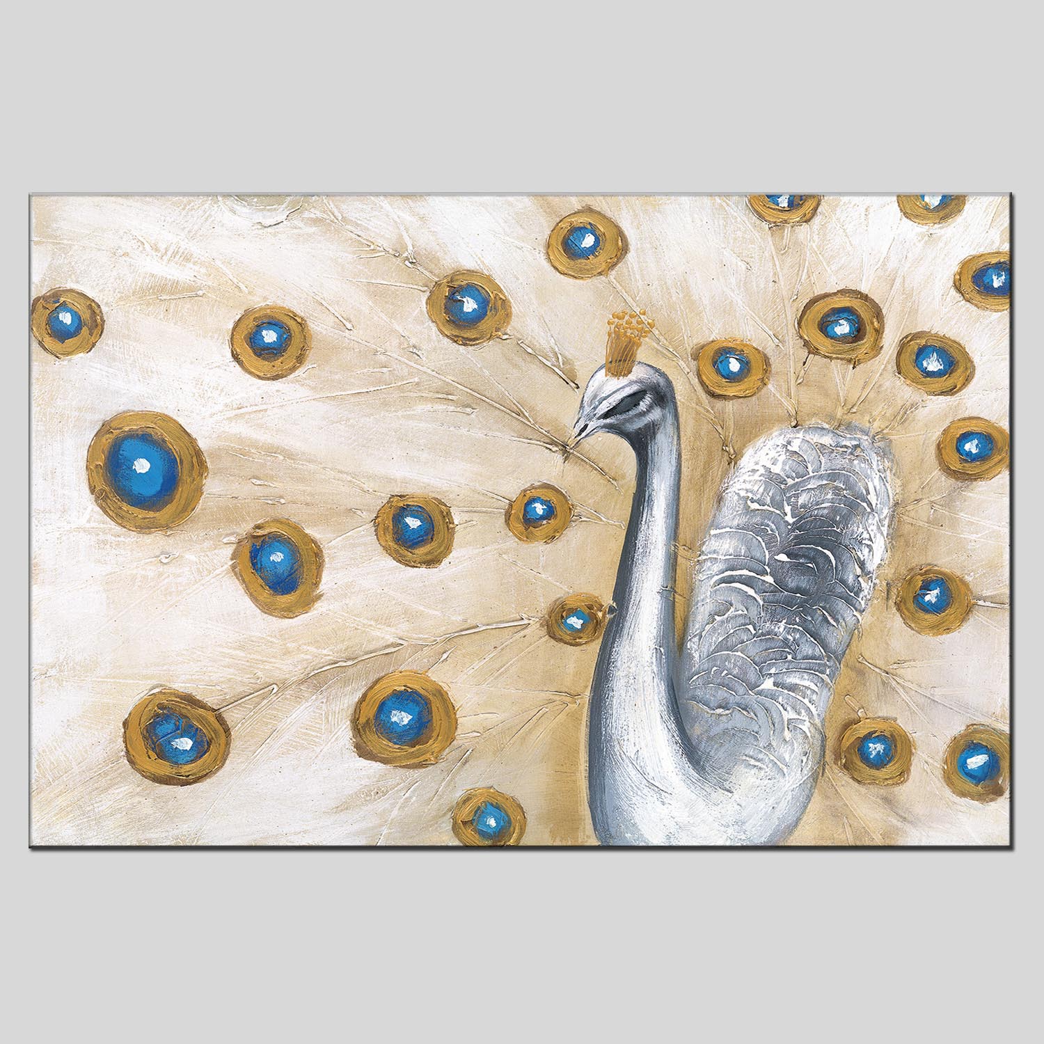 亚马逊热卖货源半手绘油画 孔雀 沙发客厅装饰可定制油画厂家直销