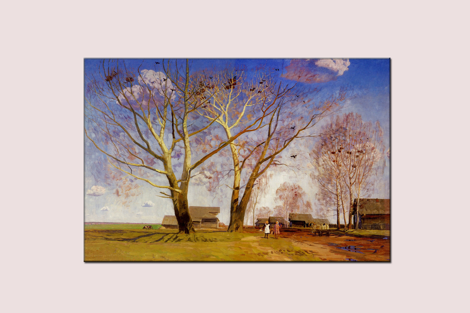 晟天手绘油画 喷绘加工酒店宾馆帆布油画 风景装饰油挂画定制批发