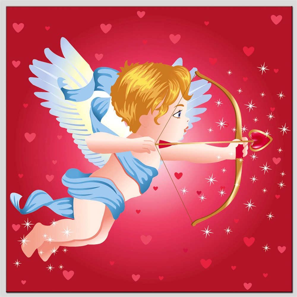 北欧风油画卡通爱神丘比特客厅装饰画儿童房间挂画壁画可定制尺寸