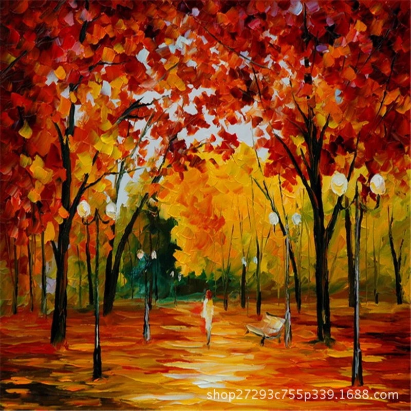 2017新款厂家直销抽象风景无框装饰画客厅挂画帆布创意手工油画