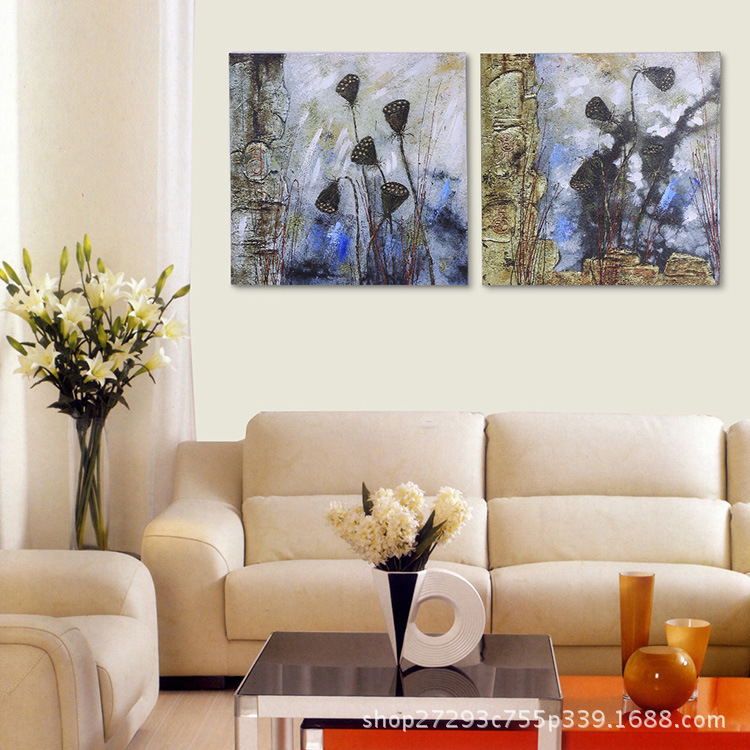 现代客厅抽象油画卧室床头挂画酒店装饰画宾馆背景墙壁画工厂批发