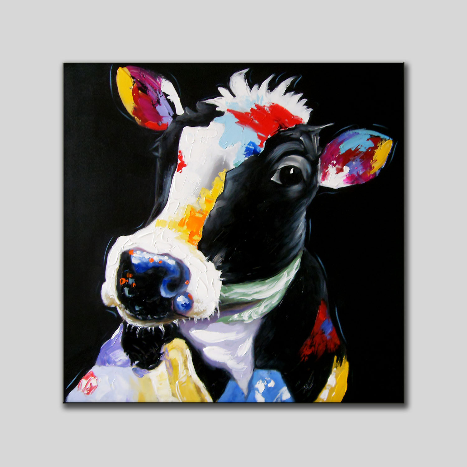 晟天新款手绘油画 喷绘加工酒店宾馆油画半手绘彩牛油画