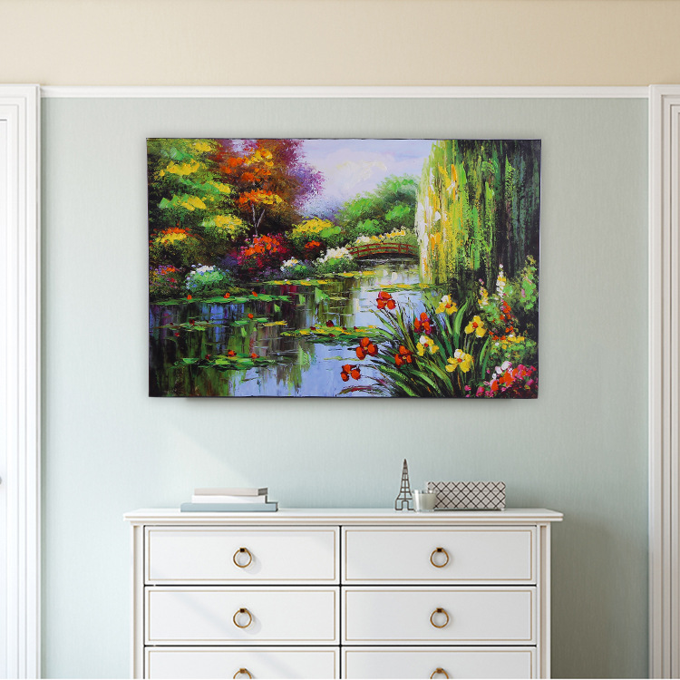 厂家直销风景油画客厅卧室装饰画宾馆酒店装饰工艺画半手绘油画