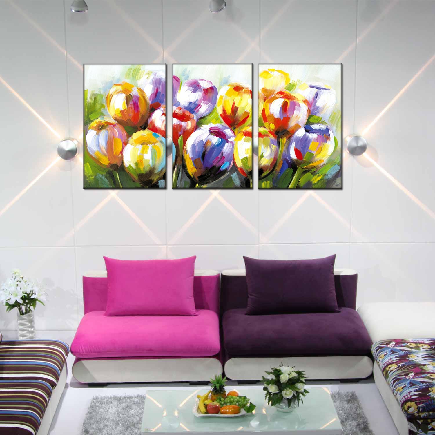 客厅装饰画现代简约沙发背景墙挂画北欧风格壁画餐厅油画三联组合