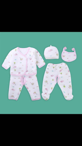 Baby 5-Piece Set suit Clothes Hat Bib Pants Newborn Clothes Suit