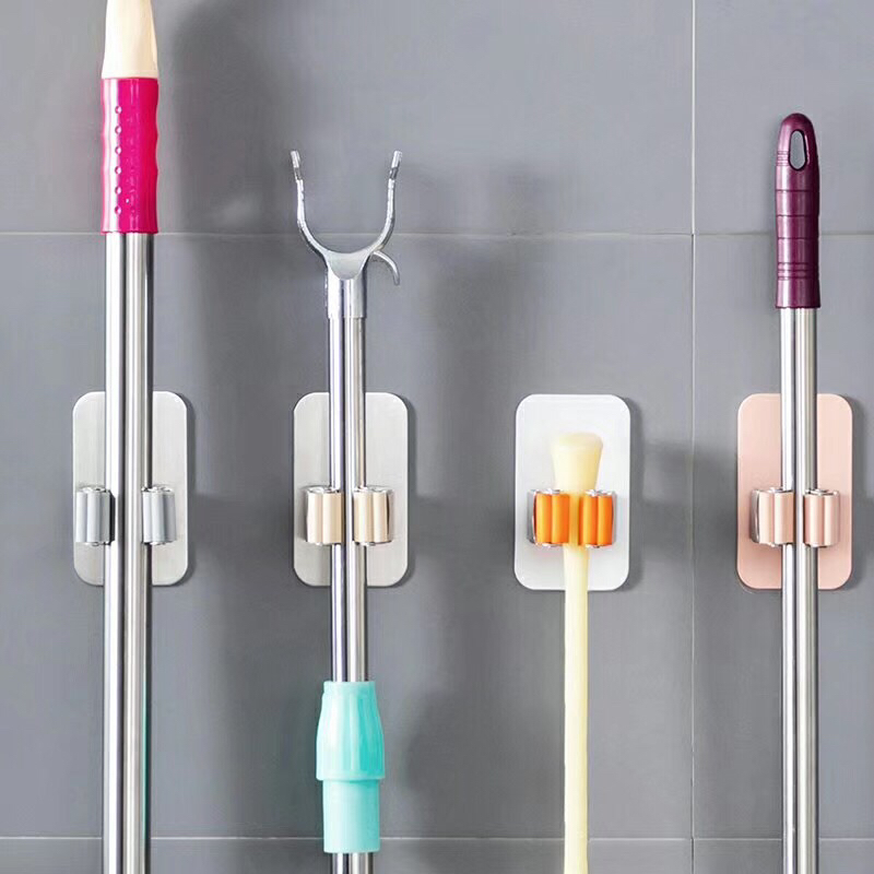 The Mop hook is not perforated toilet receives god implement stainless steel broom to hang frame strong and fixed wall to hang Mop clip