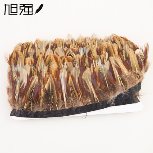 manufacturers wholesale supply natural red belly feather cloth pheasant feather cloth with pheasant feather cloth edge 2-133