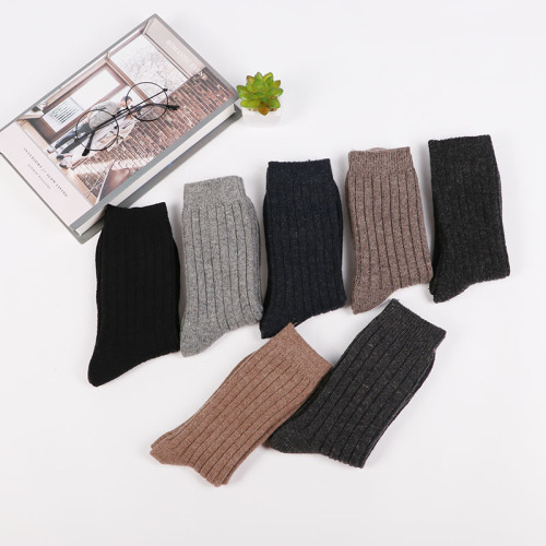 men‘s socks new warm wool socks winter thickened rabbit wool socks striped mid-calf socks wholesale